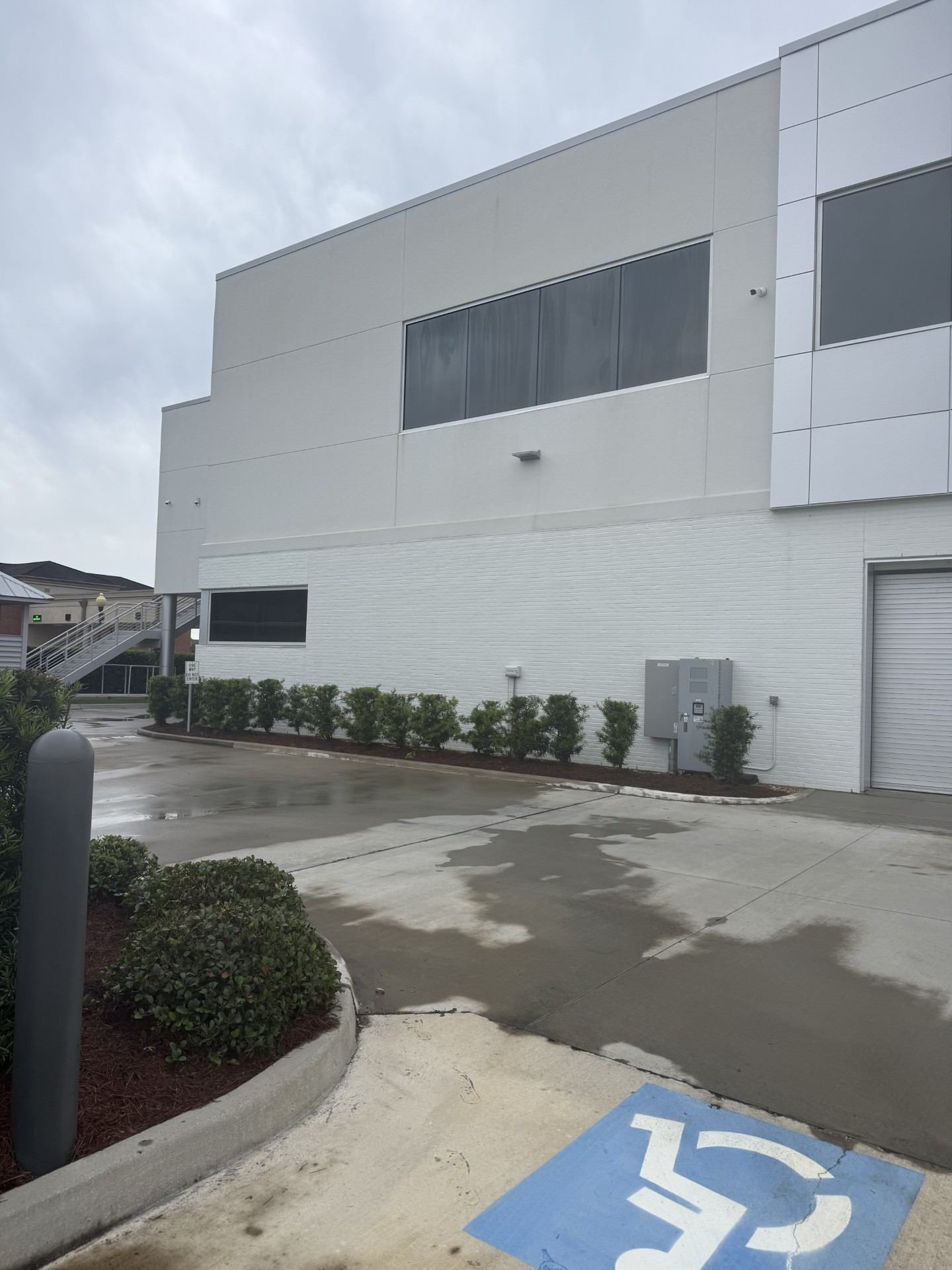 Commercial building after pressure washing